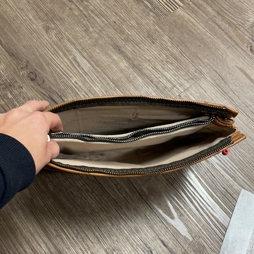 Vintage Leather Patchwork Large Wristlet Clutch - image 3